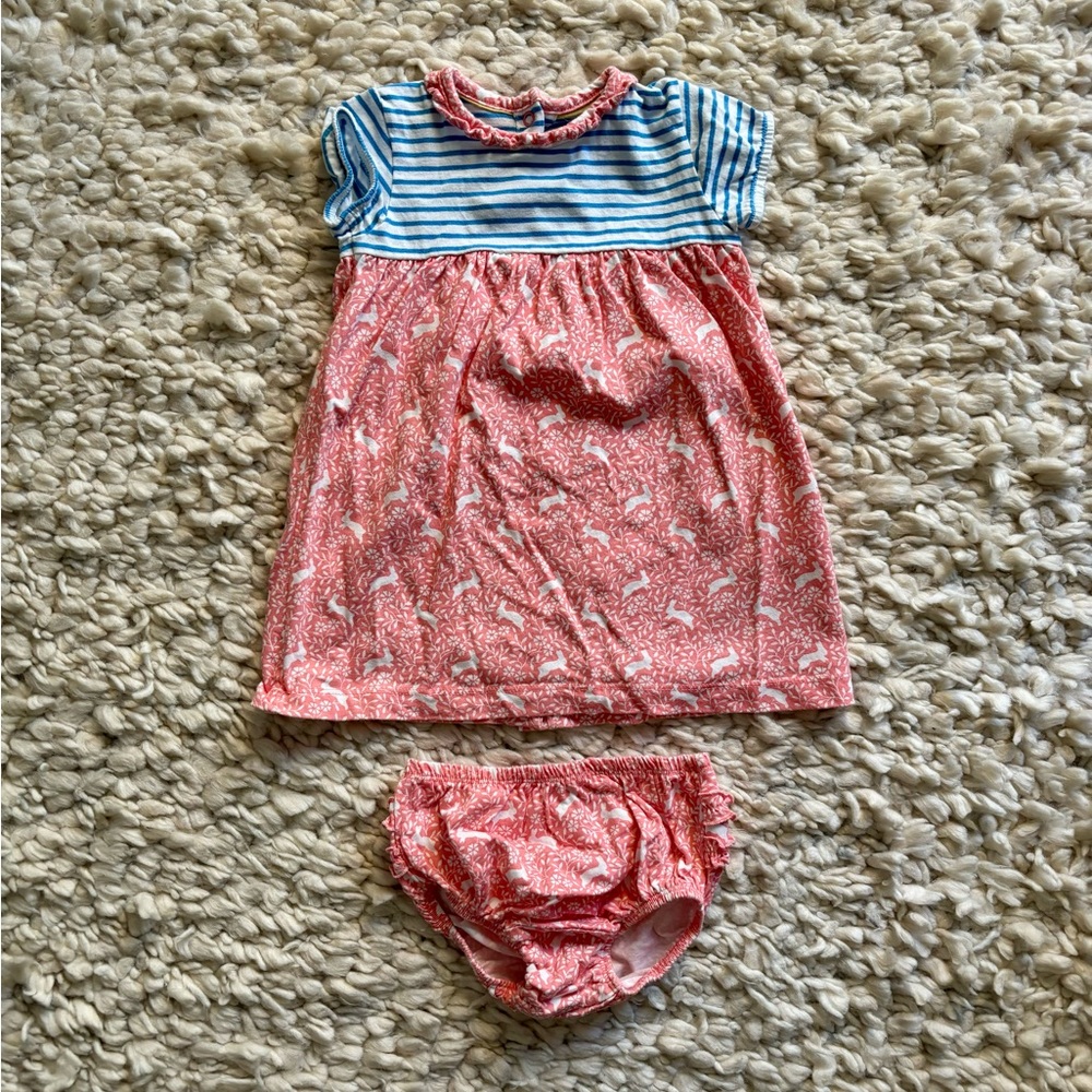 Baby Boden Easter bunny dress and bloomers 12-18 m